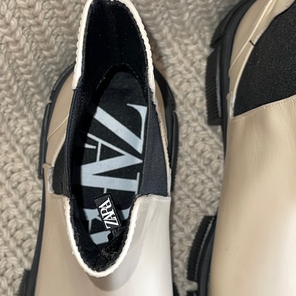 NWT Zara Off White Chelsea Leather Boot Sz 6.5/7 - Picture 8 of 16